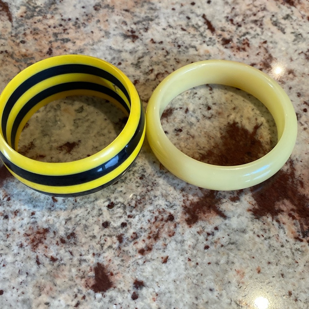 Yellow and Black Striped Bangle and second yellow .